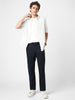 Men's Navy Blue Cotton Regular Fit Casual Chinos Trousers Stretch