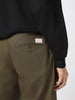 Men's Olive Green Cotton Regular Fit Casual Chinos Trousers Stretch