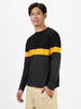 Men's Black, Yellow Full Sleeve Round Neck Cotton T-Shirt