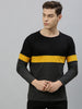 Men's Black, Yellow Full Sleeve Round Neck Cotton T-Shirt