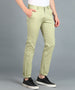 Men's Green Cotton Light Weight Non-Stretch Slim Fit Casual Trousers