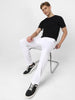 Men's White Cotton Slim Fit Casual Chinos Trousers