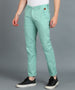 Men's Green Cotton Light Weight Non-Stretch Slim Fit Casual Trousers