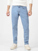 Men's Ice Blue Slim Fit Washed Jeans Stretchable