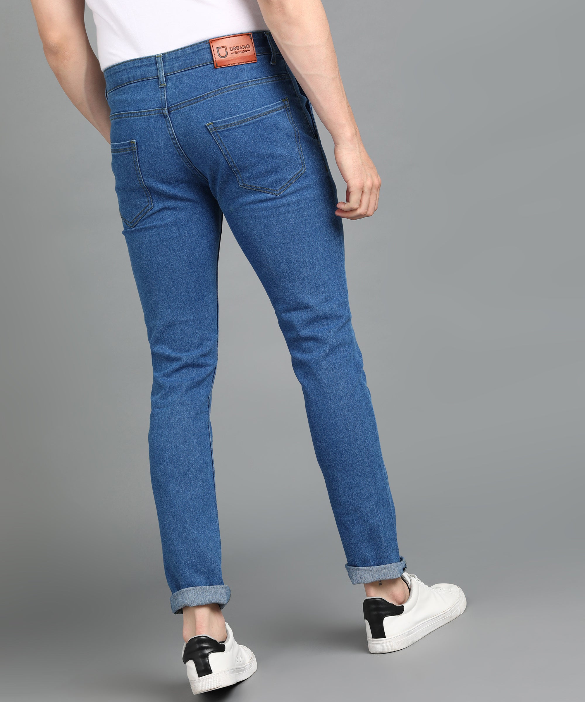 Men's Light Blue Slim Fit Washed Jeans Stretchable