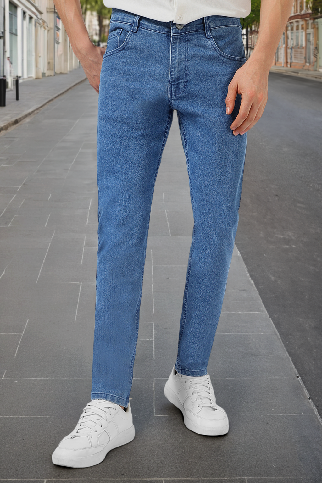 Men's Light Blue Slim Fit Stretchable Jeans