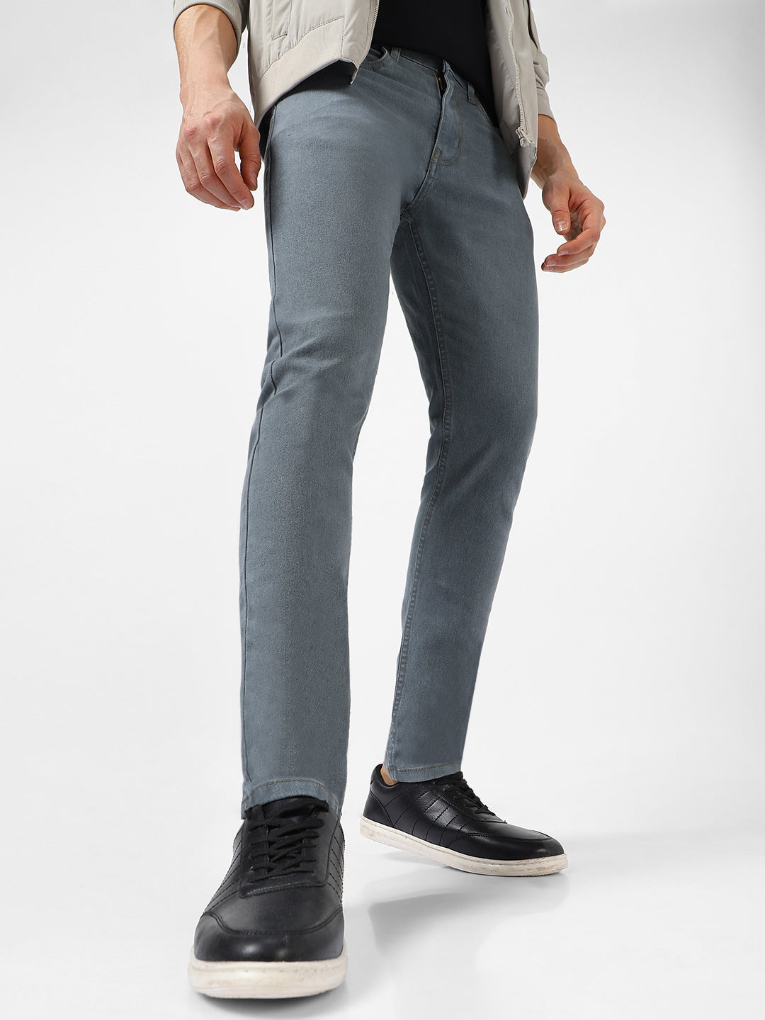 Men's Light Grey Slim Fit Stretchable Jeans