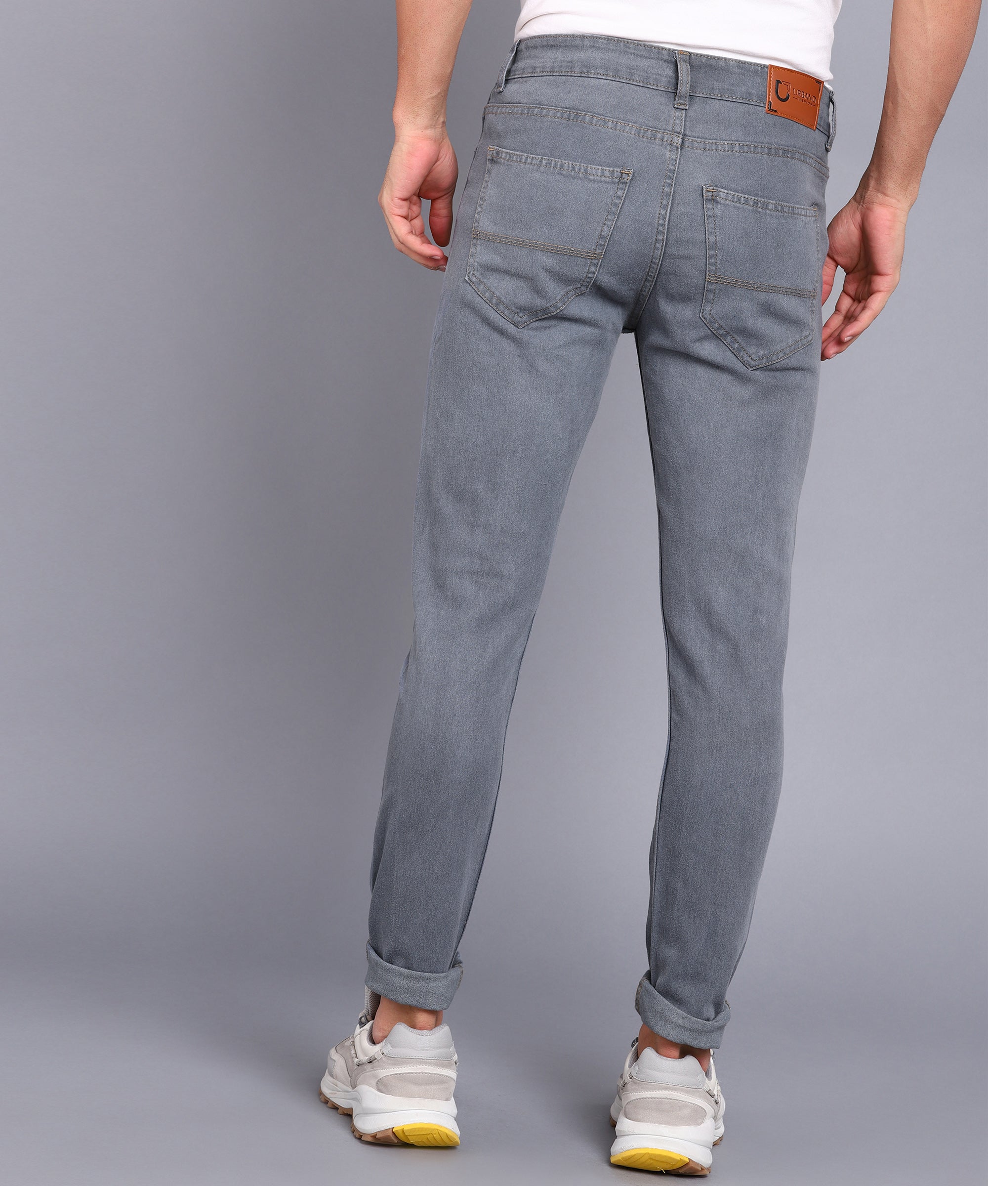 Men's Light Grey Slim Fit Stretchable Jeans