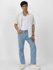 Men's Ice Blue Regular Fit Washed Stretchable Jeans