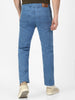 Men's Light Blue Regular Fit Washed Stretchable Jeans