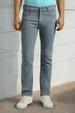 Men's Light Grey Regular Fit Washed Jeans Stretchable