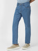 Men's Light Blue Regular Fit Washed Jeans Stretchable