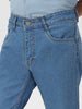 Men's Light Blue Regular Fit Washed Jeans Stretchable