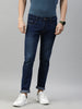 Men's Dark Blue Slim Fit Washed Jeans Stretchable