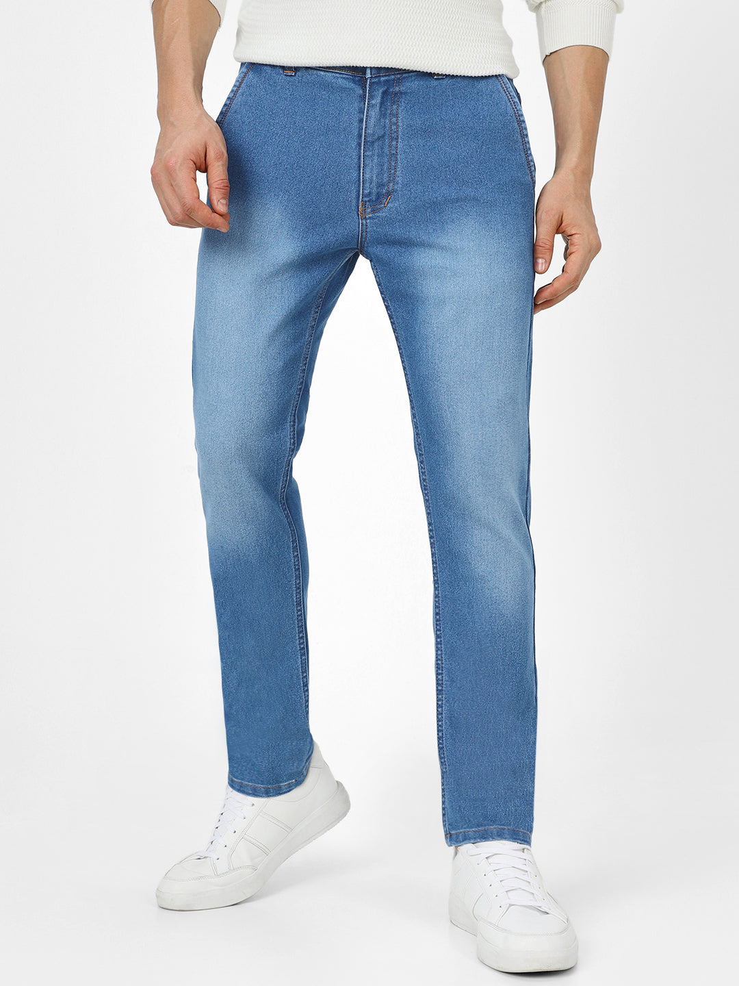 Men's Light Blue Slim Fit Stretchable Jeans