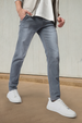 Men's Grey Slim Fit Washed Jeans Stretchable