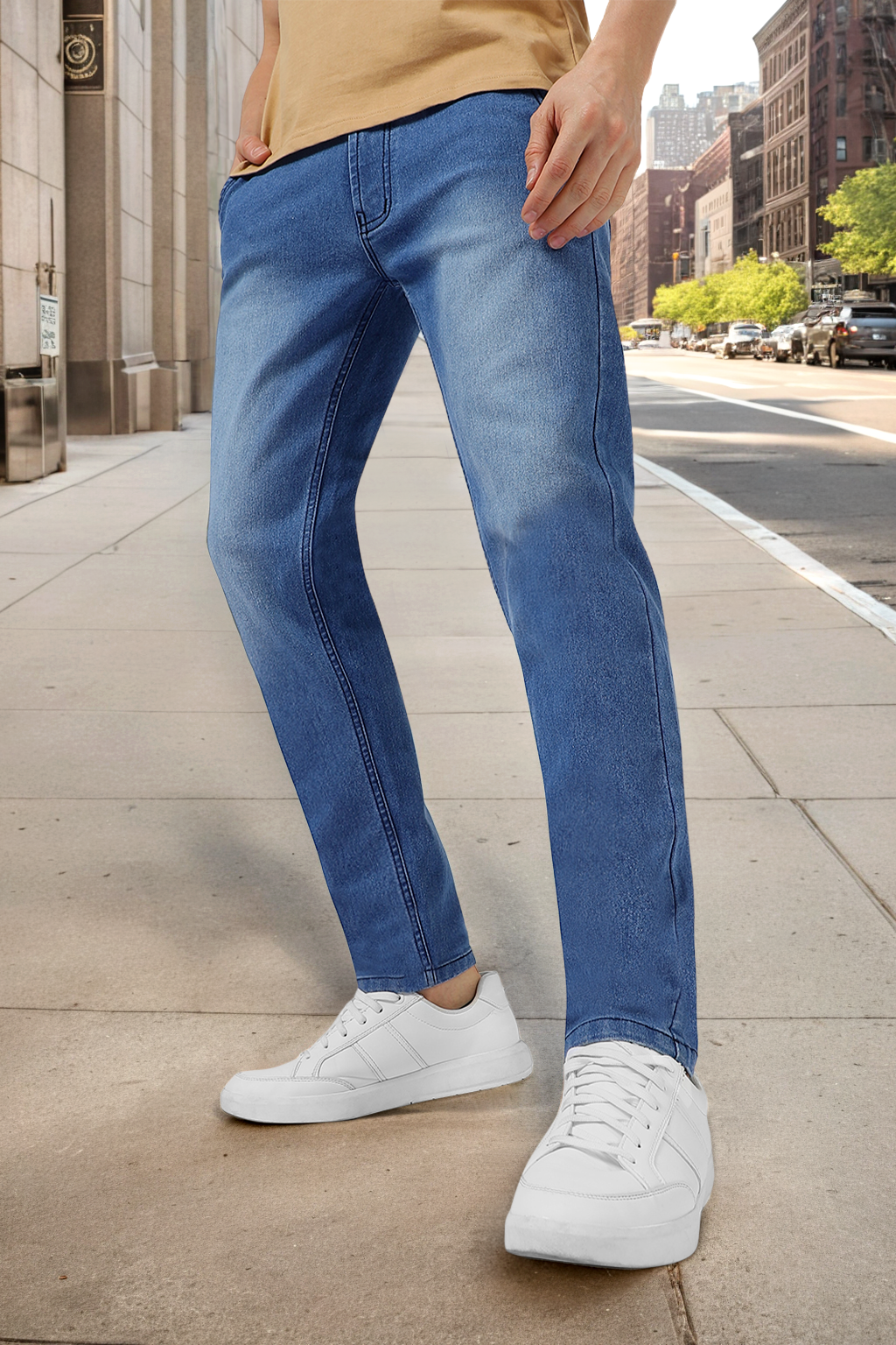 Men's Light Blue Slim Fit Stretchable Jeans