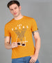 Urbano Fashion Men's Gold Graphic Printed Round Neck Half Sleeve Slim Fit Cotton T-Shirt