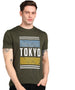 Urbano Fashion Men's Olive Graphic Printed Round Neck Half Sleeve Slim Fit Cotton T-Shirt