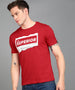 Urbano Fashion Men's Red Graphic Printed Round Neck Half Sleeve Slim Fit Cotton T-Shirt