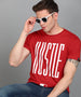 Urbano Fashion Men's Red Graphic Printed Round Neck Half Sleeve Slim Fit Cotton T-Shirt