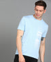 Urbano Fashion Men's Sky Blue Graphic Printed Round Neck Half Sleeve Slim Fit Cotton T-Shirt