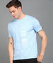 Urbano Fashion Men's Sky Blue Graphic Printed Round Neck Half Sleeve Slim Fit Cotton T-Shirt