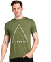 Urbano Fashion Men's Olive Graphic Printed Round Neck Half Sleeve Slim Fit Cotton T-Shirt