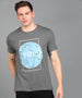 Urbano Fashion Men's Grey Graphic Printed Round Neck Half Sleeve Slim Fit Cotton T-Shirt