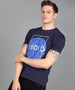 Urbano Fashion Men's Dark Blue Graphic Printed Round Neck Half Sleeve Slim Fit Cotton T-Shirt