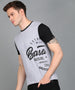 Urbano Fashion Men's Grey Black Graphic Printed Round Neck Half Sleeve Slim Fit Cotton T-Shirt