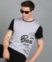 Urbano Fashion Men's Grey Black Graphic Printed Round Neck Half Sleeve Slim Fit Cotton T-Shirt