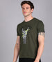 Urbano Fashion Men's Olive Graphic Printed Round Neck Half Sleeve Slim Fit Cotton T-Shirt