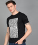 Urbano Fashion Men's Black Graphic Printed Round Neck Half Sleeve Slim Fit Cotton T-Shirt