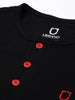 Men's Black Solid Henley Neck Slim Fit Cotton T-Shirt