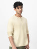 Men's Cloud Cream Solid Henley Neck Slim Fit Full Sleeve Cotton T-Shirt