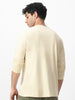 Men's Cloud Cream Solid Henley Neck Slim Fit Full Sleeve Cotton T-Shirt