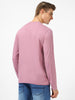 Men's Lilac Solid Henley Neck Slim Fit Full Sleeve Cotton T-Shirt