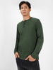 Men's Bottle Green Solid Henley Neck Slim Fit Full Sleeve Cotton T-Shirt