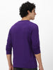 Men's Purple Solid Henley Neck Slim Fit Full Sleeve Cotton T-Shirt