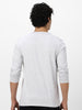 Men's White Melange Solid Henley Neck Slim Fit Full Sleeve Cotton T-Shirt