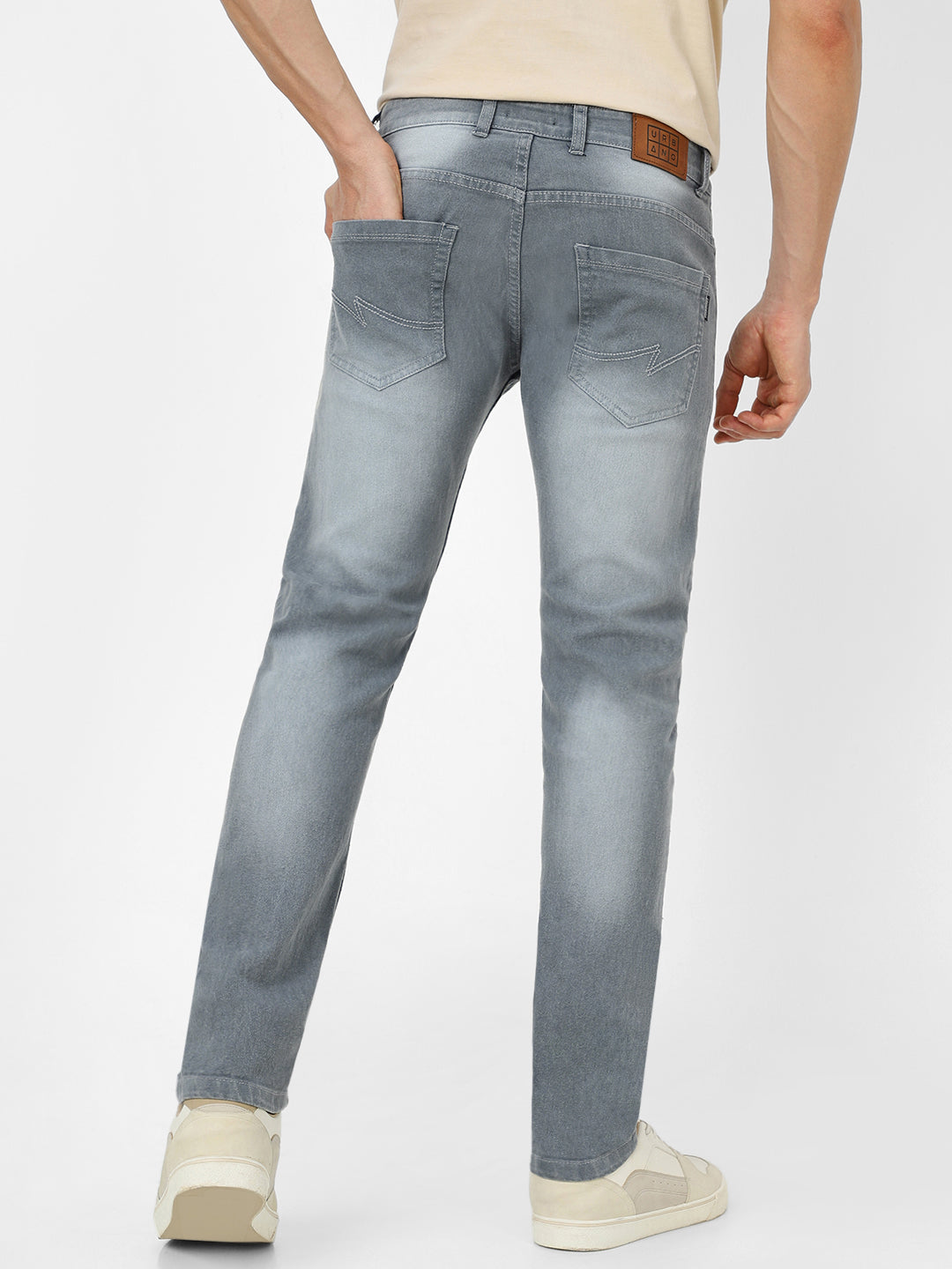 Men's Light Grey Slim Fit Stretch Jeans