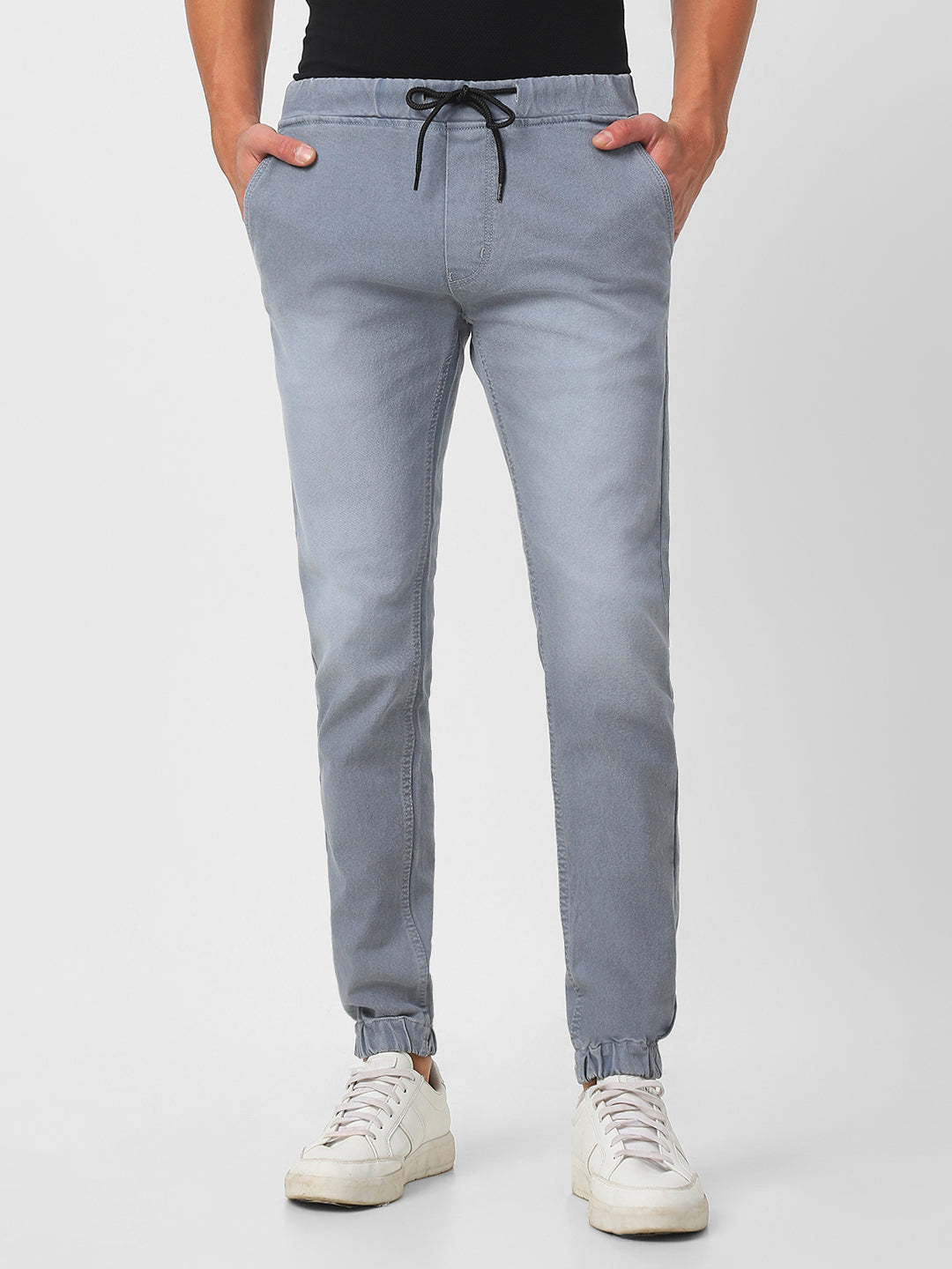 Men's Light Grey Slim Fit Stretch Jogger Jeans