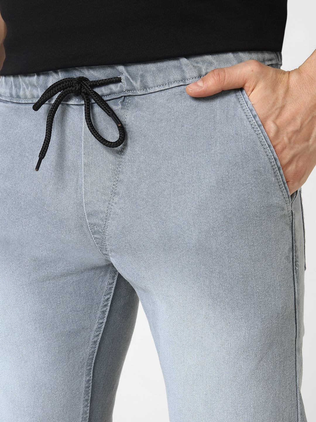 Men's Light Grey Slim Fit Stretch Jogger Jeans