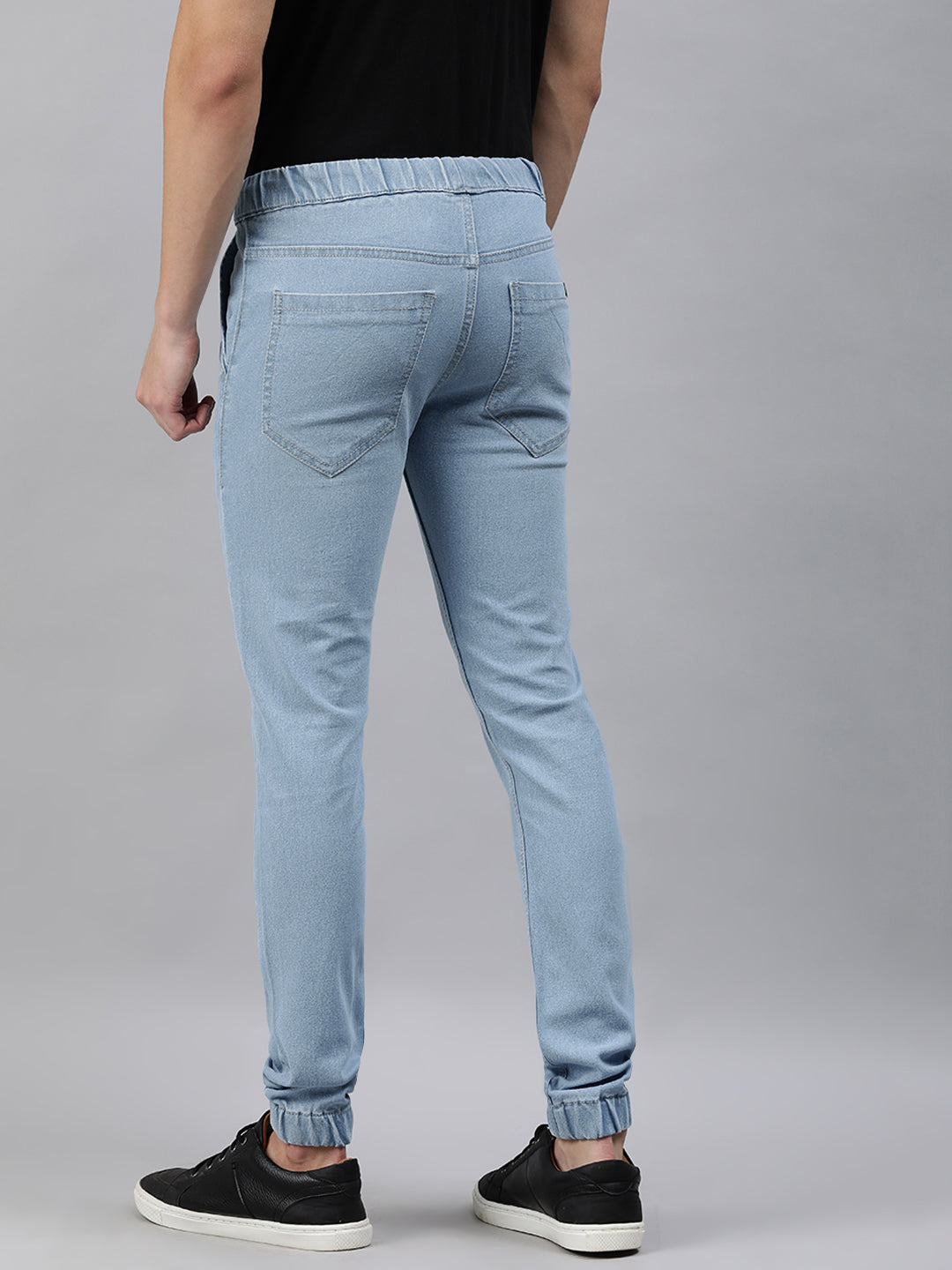 Men's Ice Blue Slim Fit Washed Jogger Jeans Stretchable