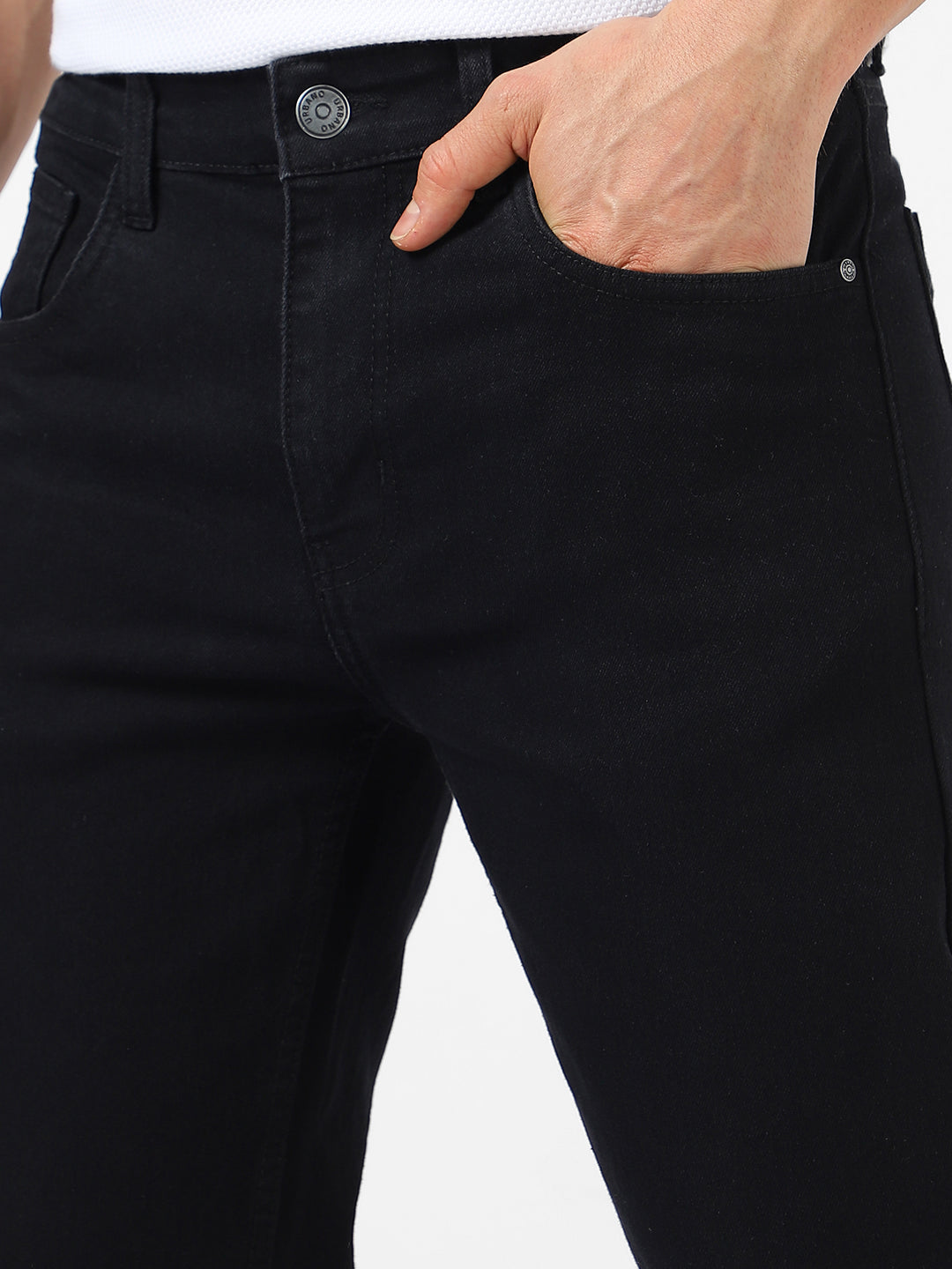 Men's Black Regular Fit Washed Stretchable Jeans