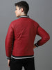 Men's Maroon Full Sleeve Zippered Bomber Jacket