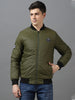 Men's Green Full Sleeve Zippered Bomber Jacket