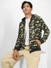 Men's Khaki Green Regular Fit Camouflage Printed Full Sleeve Casual Hooded Sweatshirt