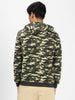 Men's Khaki Green Regular Fit Camouflage Printed Full Sleeve Casual Hooded Sweatshirt